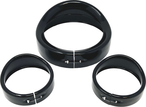 LETRIC LIGHTING CO 7" GLOSS BLK HEAD/PASS LIGHTS FRENCHED VISOR KIT