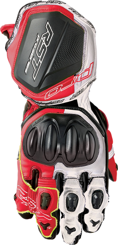 PRO SERIES GP D3O GLOVES WHITE/RED LEATHER XL