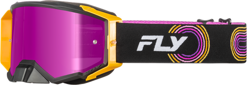 FLY RACING ZONE ELITE GOGGLE BLK/YEL/PUR W/ MAGENTA MIRROR/SMOKE LENS