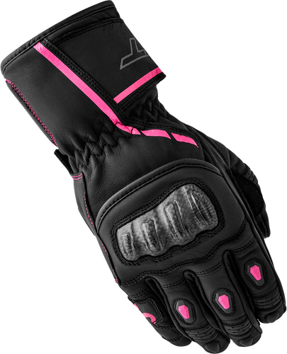 RST S1 D3O LADIES GLOVE BLACK/PINK LEATHER MD