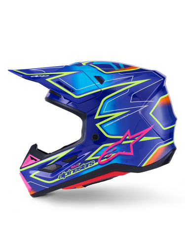 ALPINESTARS SM7 CAST HELMET BLUE/PNK/YLW FLUO GLOSSY SM