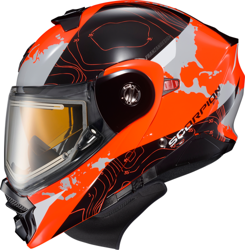 SCORPION EXO EXO-AT960 COLD WEATHER HELMET TOPOGRAPHIC HI-VIZ ORG 3X ELEC