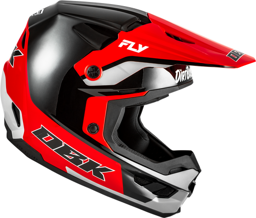 FLY RACING KINETIC DBK HELMET BLACK/RED/GREY SM