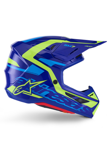 ALPINESTARS SM7 DEED HELMET BLUE/YLW FLUO GLOSSY 2X