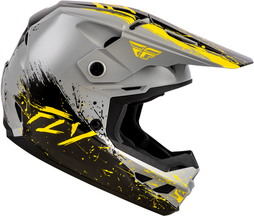FLY RACING YOUTH KINETIC DRIP HELMET GREY/BLACK/YELLOW YL