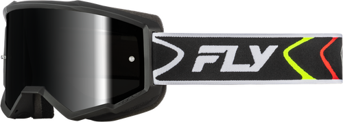 FLY RACING ZONE GOGGLE BLACK/WHITE W/BLACK MIRROR/SMOKE LENS