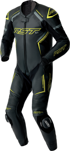 S1 D3O SUIT BLK/GRY/FLO YEL LEATHER LG