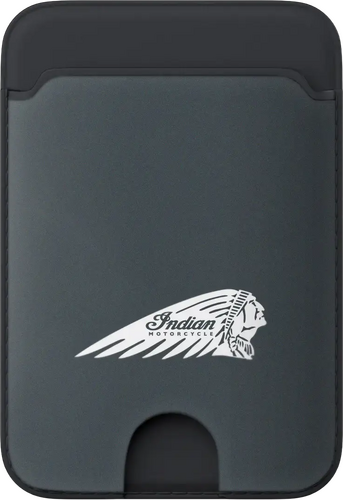 INDIAN CARD WALLET W/HEADDRESS GRAY W/LOGO