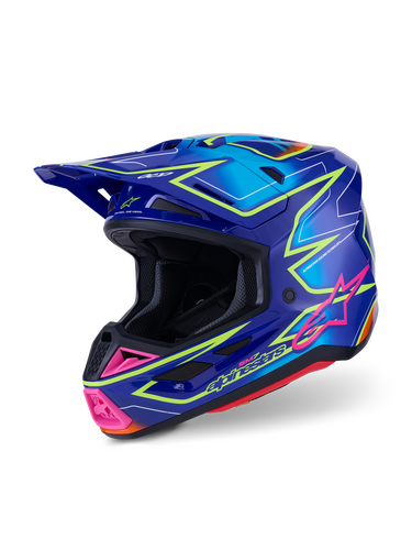 ALPINESTARS SM7 CAST HELMET BLUE/PNK/YLW FLUO GLOSSY 2X