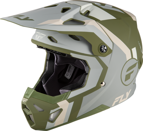 FLY RACING YOUTH FORMULA CP SEAL HELMET MATTE STONE/KHAKI/OLIVE YL