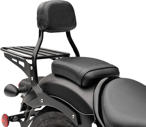MINI ROUND SISSY BAR W/PAD BLACK HON REBEL 300/500