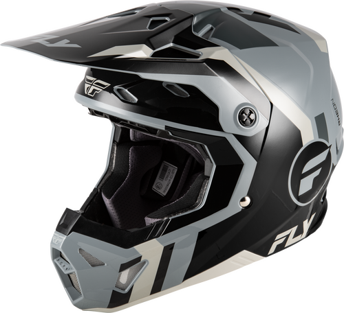 FLY RACING YOUTH FORMULA CP SEAL HELMET BLACK/GREY/LIGHT GREY YL
