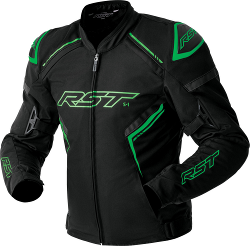 RST S1 D3O TEXTILE JACKET BLACK/GREY/FLO GRN XL
