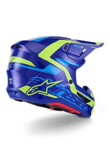 ALPINESTARS SM7 DEED HELMET BLUE/YLW FLUO GLOSSY 2X