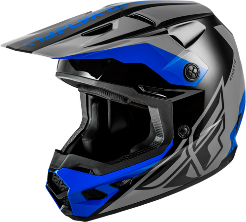 FLY RACING KINETIC CREST HELMET GREY/BLACK/BLUE 2X
