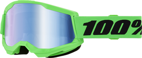 100% STRATA 2 GOGGLE NEON GREEN- BLUE MIRROR LENS