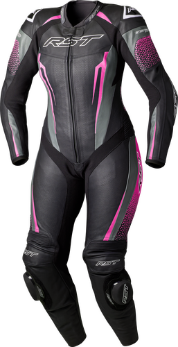 RST TRACTECH EVO D3O LADIES SUIT BLACK/PINK LEATHER SM