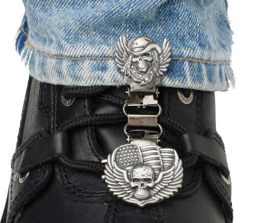 RYDER CLIPS CLIPS FOR LACED BOOTS SKULL /WINGS