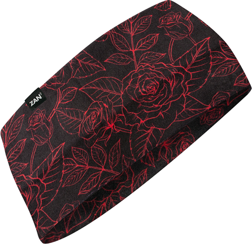 SPORTFLEX HEADBAND BLACK & RED ROSES