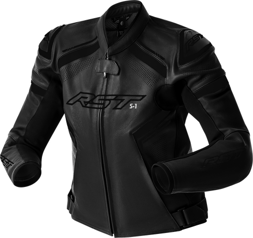 WOMENS S1 D3O LEATHER JACKET BLACK/BLACK XS