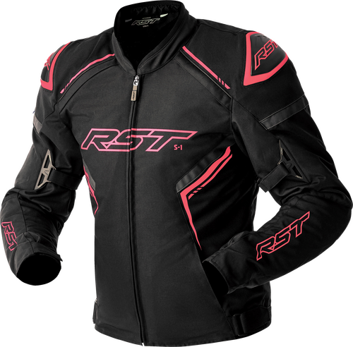 RST S1 D3O TEXTILE LADIES JACKET BLK/FLO PINK XS