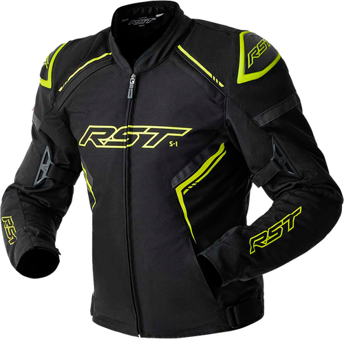 RST S1 D3O TEXTILE JACKET BLACK/GREY/FLO YEL MD