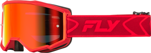 FLY RACING ZONE GOGGLE RED/CRIMSON W/ RED MIRROR/SMOKE LENS