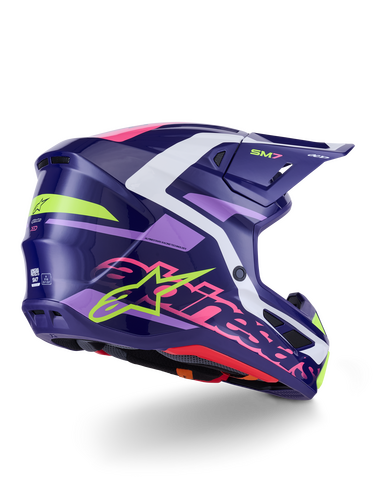ALPINESTARS SM7 DEED HELMET PURP/PNK GLOSSY MD