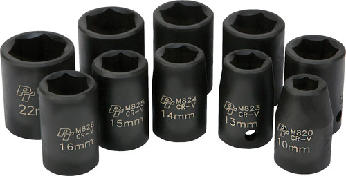 PERFORMANCE TOOL 1/2" Metric Impact Socket Set