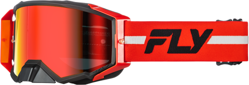 FLY RACING ZONE PRO GOGGLE RED/BLACK/GREY W/ RED MIRROR/SMOKE LENS