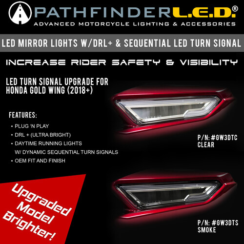 PATHFINDER LED MIRROR SEQ TS W/DRL CLEAR HON GL