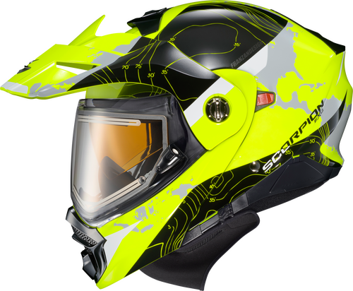 SCORPION EXO EXO-AT960 COLD WEATHER HELMET TOPOGRAPHIC HI-VIS 3X (ELECTR