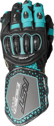 RST TRACTECH EVO 4 CE LADIES GLOVE BLACK/AQUA/GREY LEATHER XL