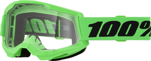 100% STRATA 2 GOGGLE NEON GREEN CLEAR LENS