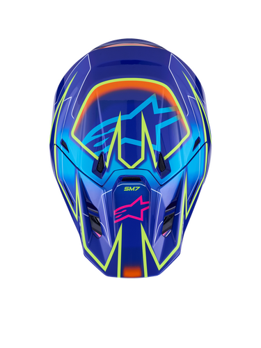 ALPINESTARS SM7 CAST HELMET BLUE/PNK/YLW FLUO GLOSSY 2X