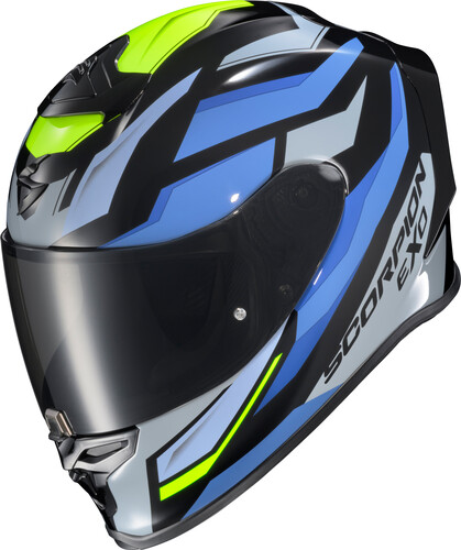 EXO-R1 AIR FULL FACE HELMET RAVEN BLACK/BLUE/HI VIZ XL