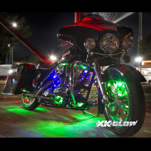 XK GLOW Multi-color Motorcycle LED Accent Light Kit w/Remote Key Fob