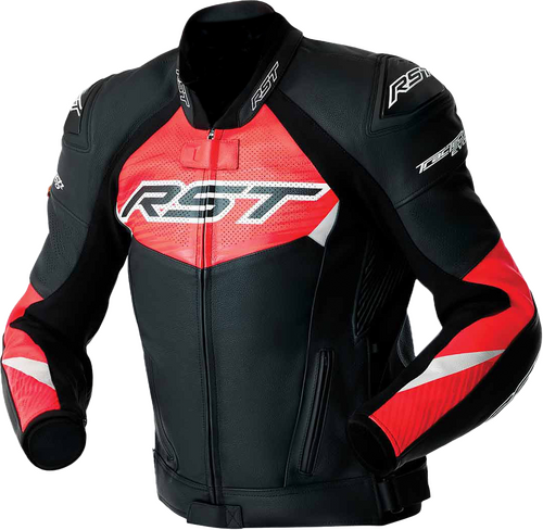 RST TRACTECH EVO 5 D3O JACKET BLK/FLO RED LEATHER 3X