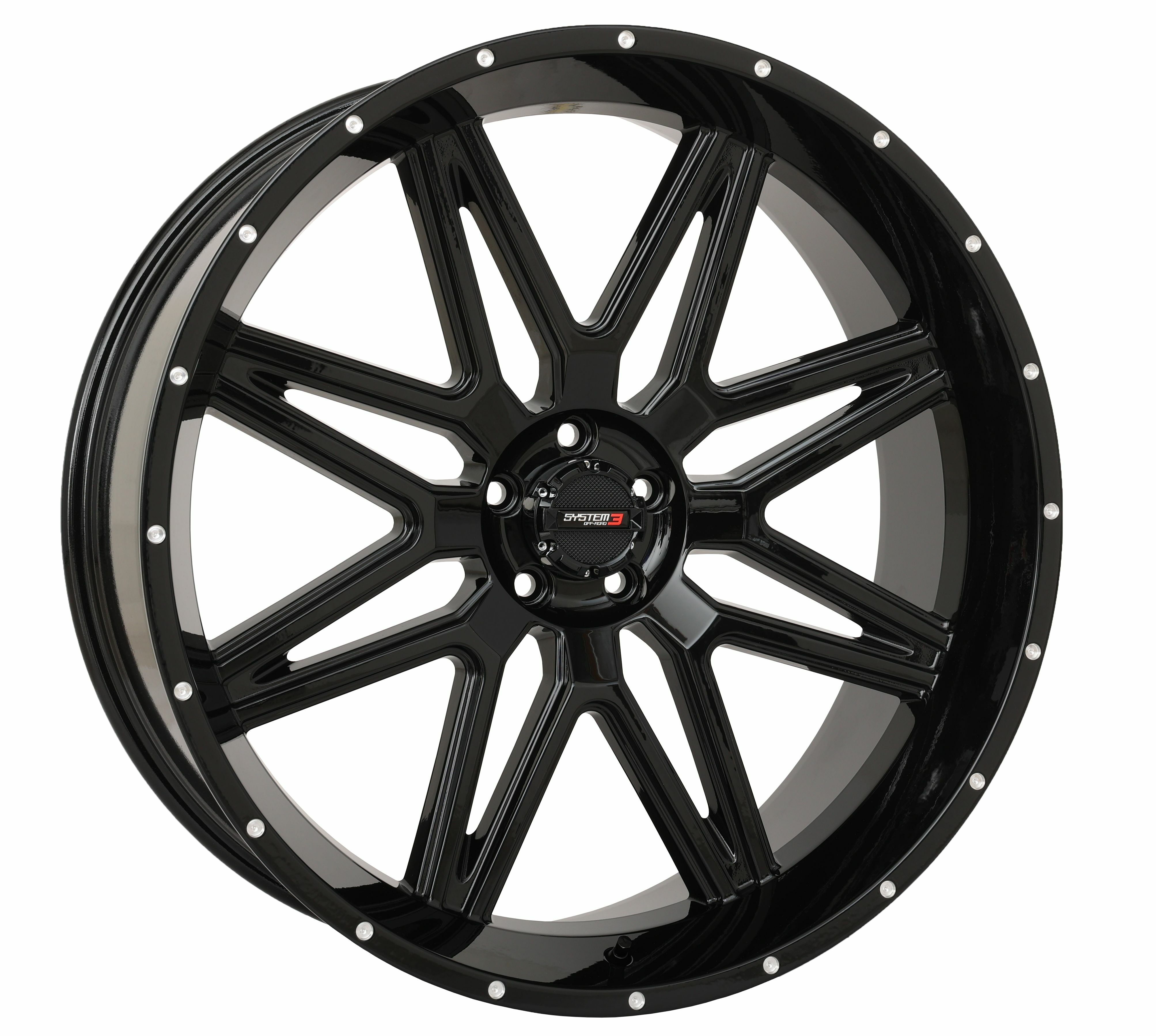 SYSTEM 3 24S3-7155 St7 Wheel 24x9 5+4 Gloss Black – Fits Polaris RZR