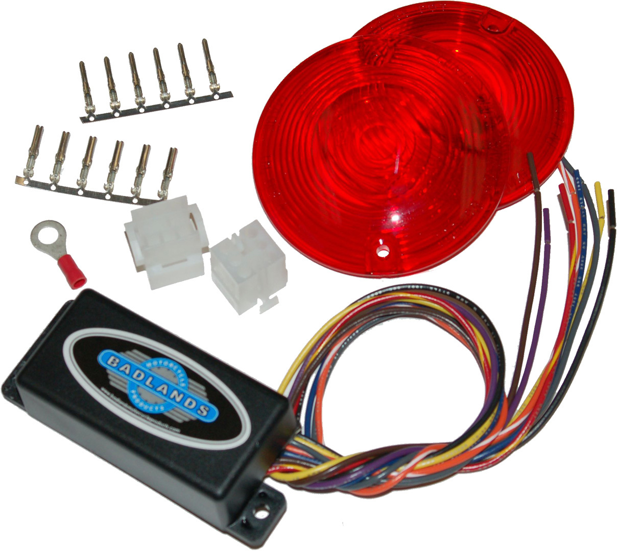 NAMZ CUSTOM CYCLE Run, Brake & Turn Signal Modules with Equalizer & Red Lens Kit - View 1