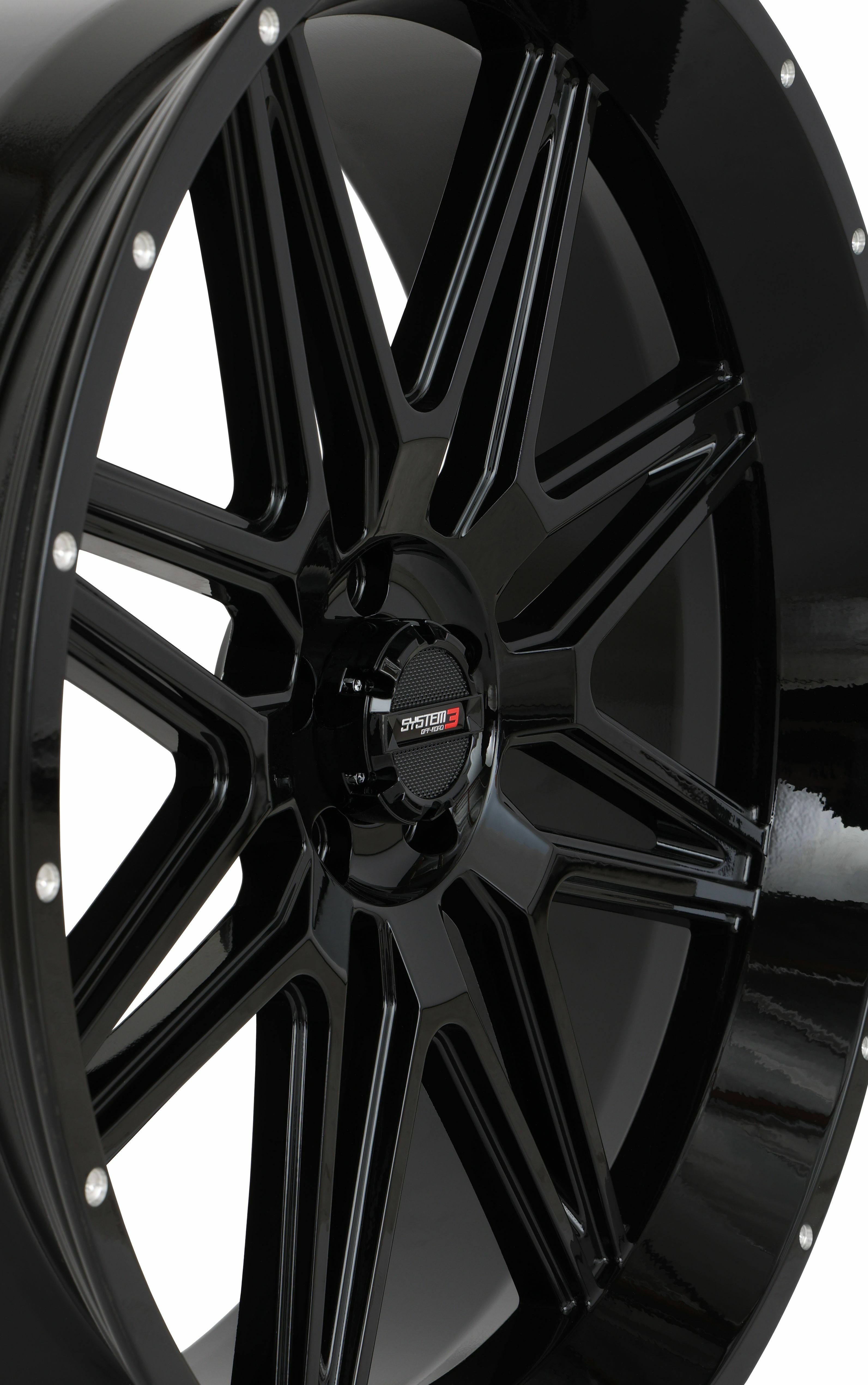 SYSTEM 3 24S3-7155 St7 Wheel 24x9 5+4 Gloss Black – Fits Polaris RZR