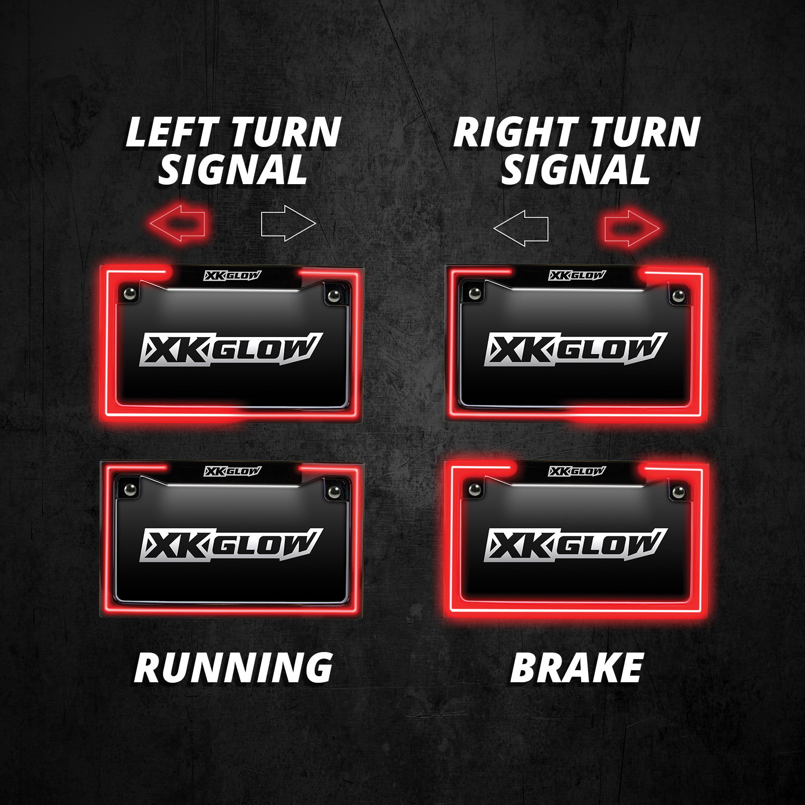 Motorcycle LED License Plate Frame w/Running Turn & Brake