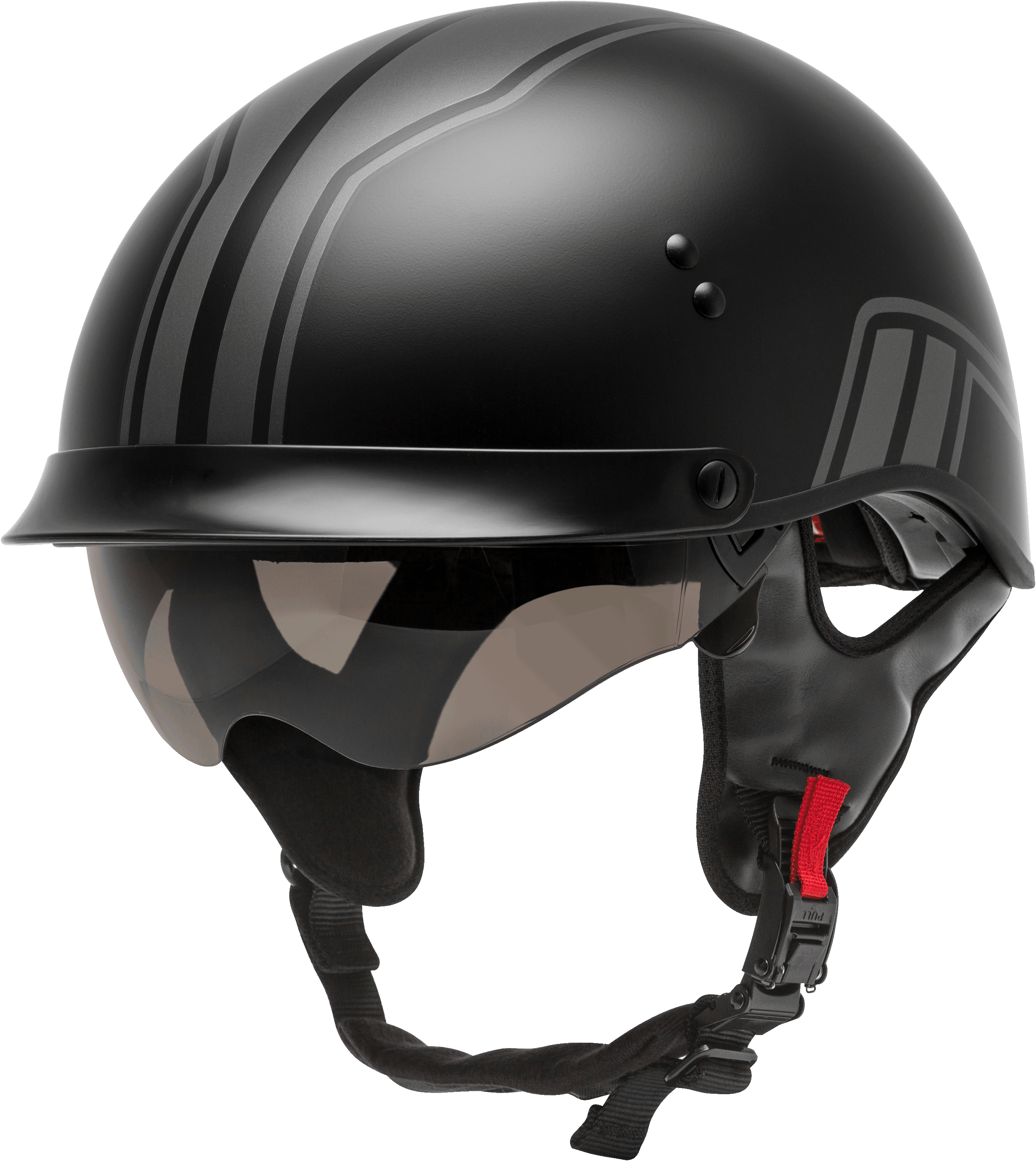 GMAX HH-65 Full Dressed Motorcycle Street Half Helemet (Matte Black/Silver,