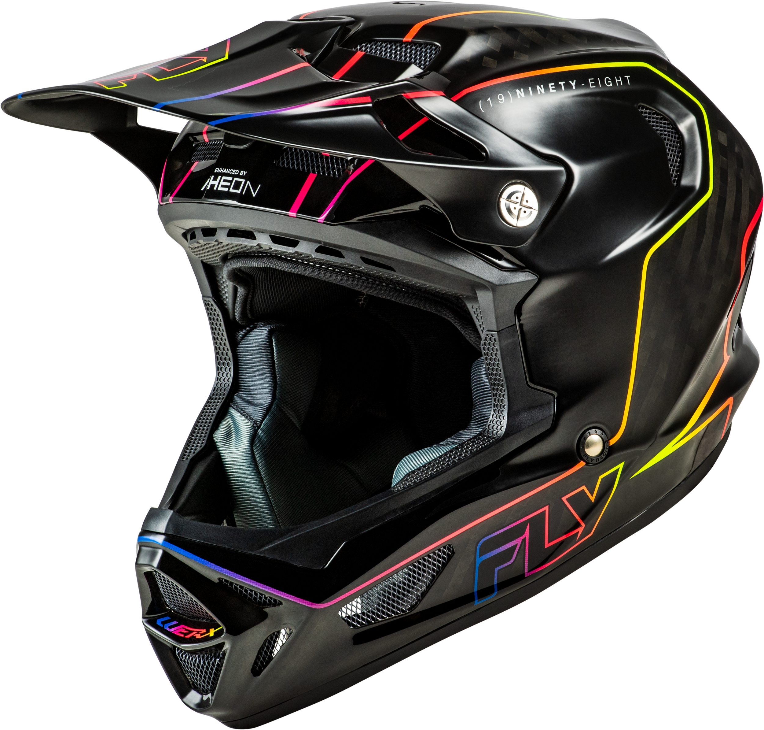FLY RACING YTH WERX-R FLOW CARBON HLMT BLACK CARBON/BLACK/MULTI YL - View 1