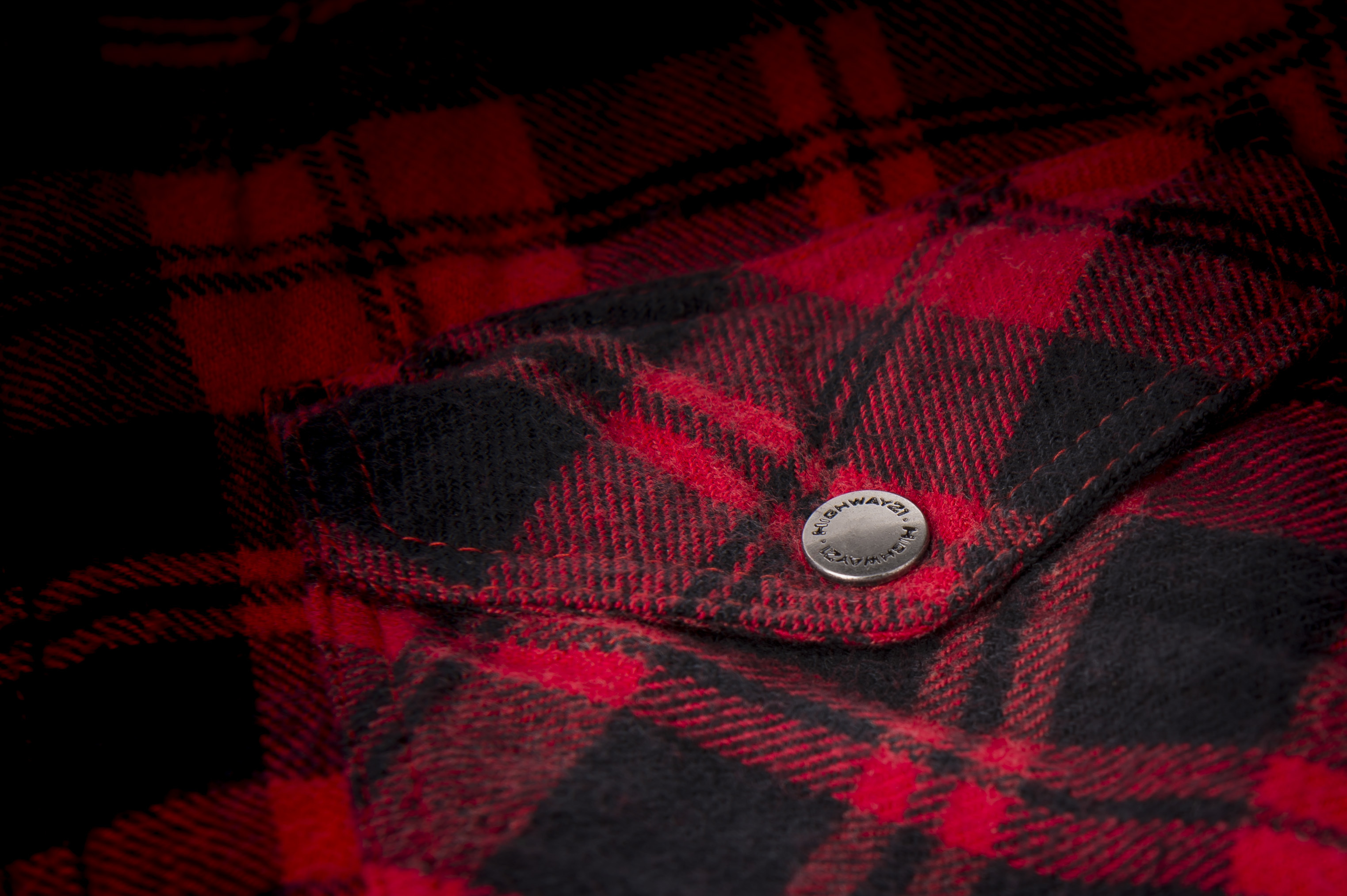Front pocket on the red and black Marksman Flannel