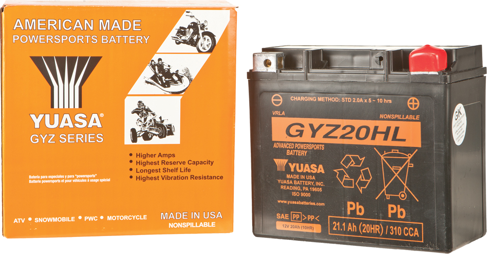 YUASA GYZ20HL Sealed Factory Activated Motorcycle Battery – Fits Harley & Polaris