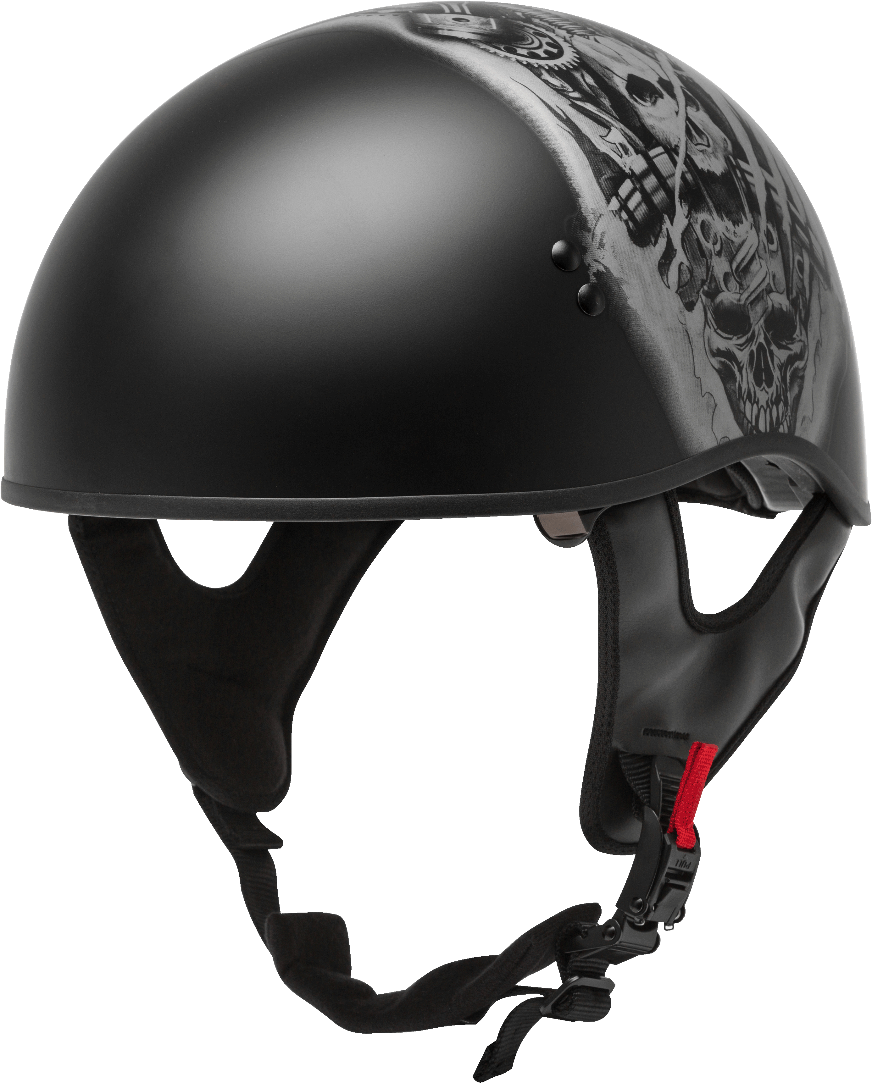 GMAX HH-65 Naked Motorcycle Street Half Helmet (Tormentor Matte Black/Silver,