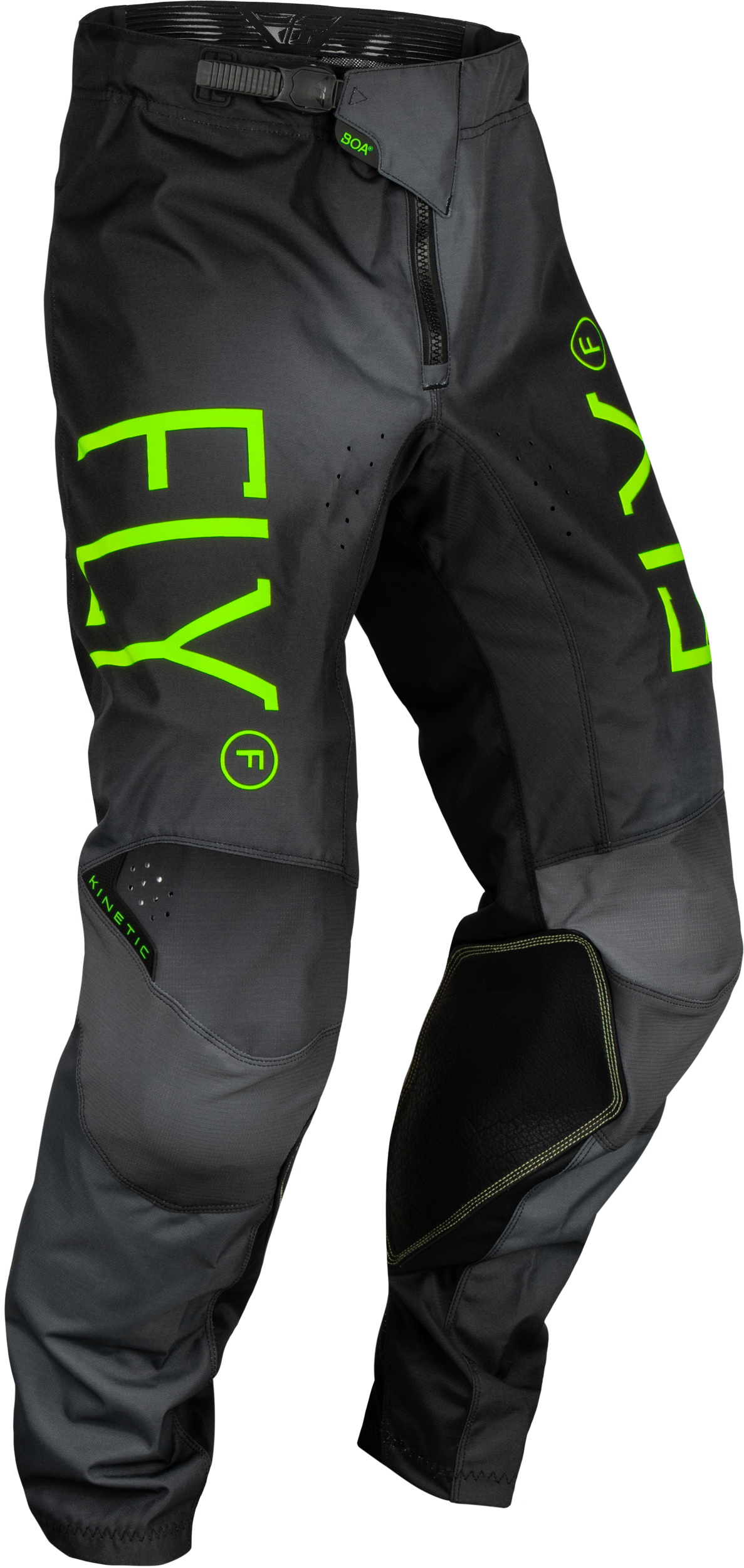 Fly Racing Kinetic Prodigy Youth Pants (Charcoal/Neon Green/True Blue, Youth