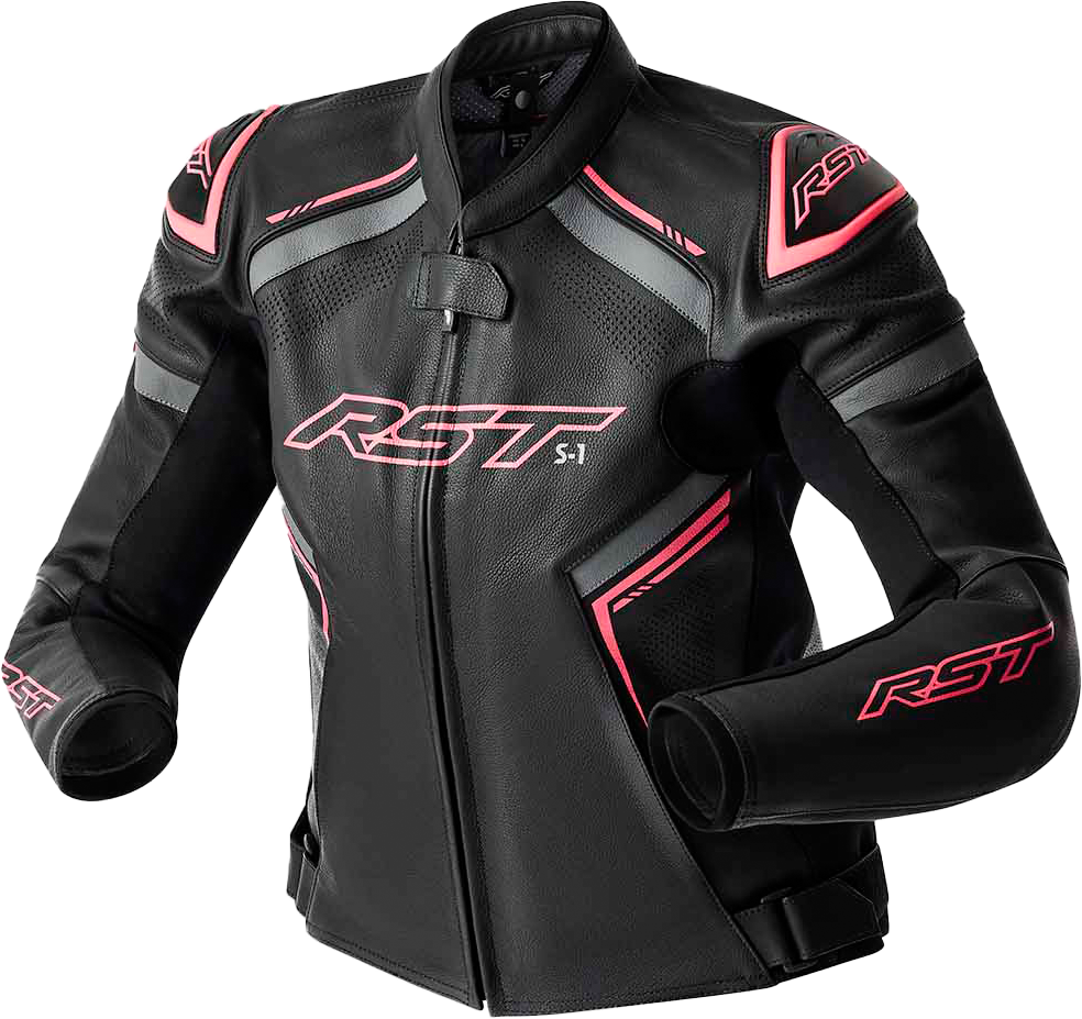S1 D3o Leather Ladies Jacket Blk/Flo - View 1