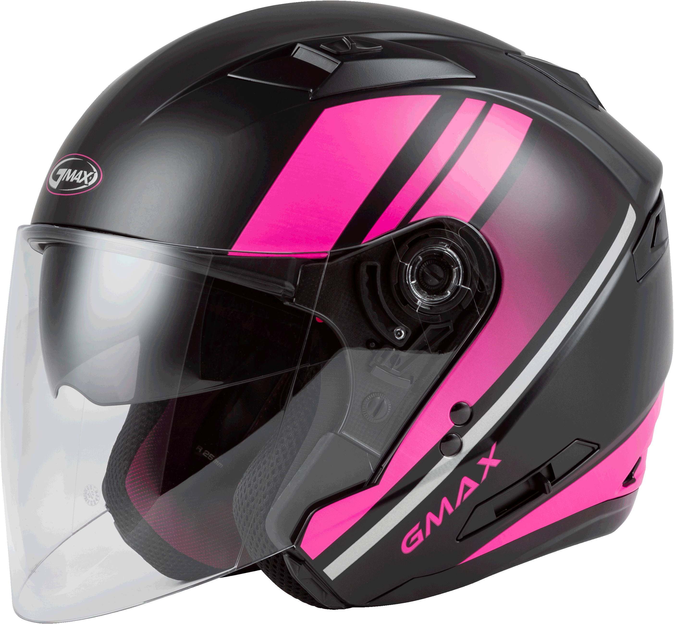 GMAX OF-77 Open-Face Street Helmet (Matte Black/Pink/Silver, X-Large)
